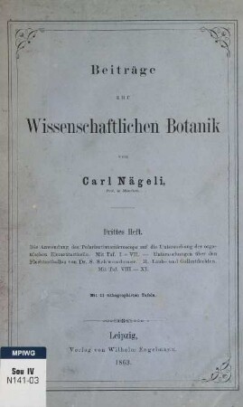Beiträge zur wissenschaftlichen Botanik, Drittes Heft