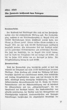 1914-1918 Die Zentrale während des Krieges