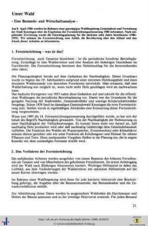 Unser Wald - Eine Bestands- und Wirtschaftsanalyse