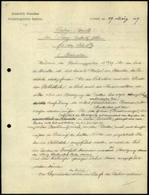 Jahresbericht der Zweiganstalt Athen für das Jahr 1898/1899