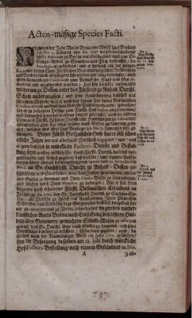 Acten-maeßige Species Facti.