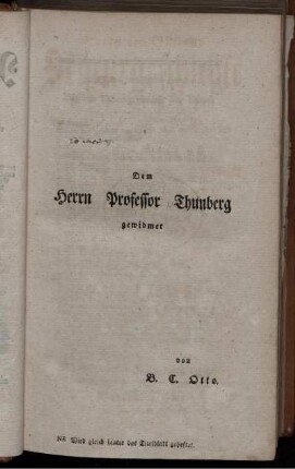 Dem Herrn Professor Thunberg gewidmet