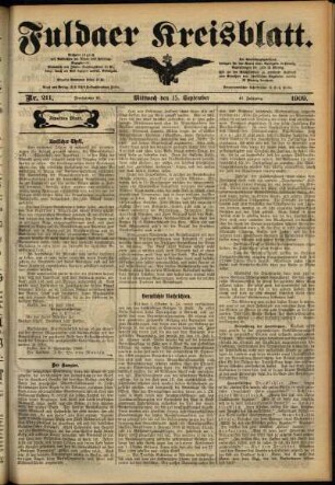 Zweite Ausgabe vom Mittwoch, den 15. September 1909.