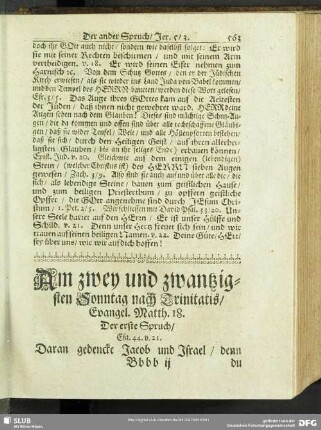 Am zwey und zwantzigsten Sonntag nach Trinitatis, Evangel. Matth. 18