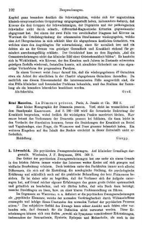 192-194, L. Löwenfeld, Die psychischen Zwangserscheinungen. Auf klinischer Grundlage dargestellt, 1904