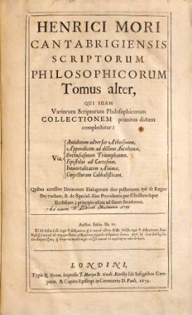 Opera Omnia, tum quae Latinè, tum quae Anglicè scripta sunt ; Nunc vero latinitate donata, 2