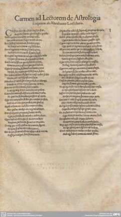 Carmen ad Lectorem de Astrologia seriptum ab Abrahamo Loeschero.