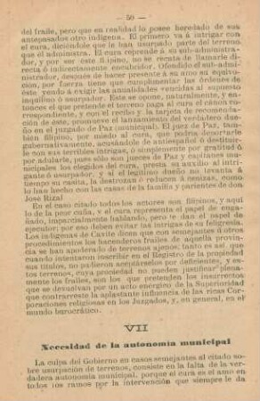 VII. Necesidad de la autonomia municipal
