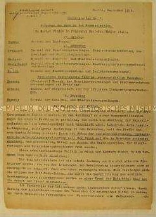 Hektografiertes Rundschreiben der Arbeitsgemeinschaft sozialpolitischer Organisationen zu den Kommunalwahlen 1929