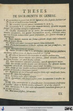 Theses De Sacramentis In Genere.