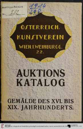 Auktions-Katalog - Verzeichnis der zur Versteigerung gelangenden Gemälde : Auktion: Freitag, den 29. Mai 1914