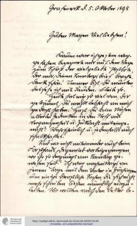 Brief vom 05.10.1898