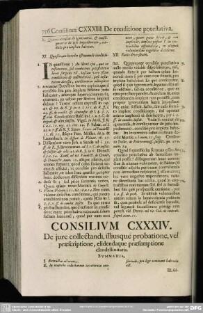 Consilium CXXXIV. De jure collectandi, illiusque probatione, vel praescriptione, elidendaque praesumptione clandestinitatis
