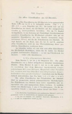 VIII. Kapitel. Die affine Klassifikation des KS-Büschels.