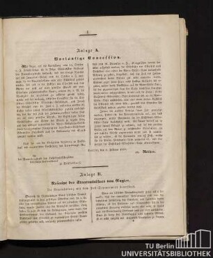 Anlage A. Vorläufige Concession.