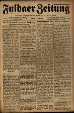 Erste Ausgabe vom Dienstag, den 08. Juli 1924.
