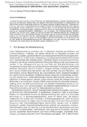 Selbstdarstellung im öffentlichen und beruflichen Gespräch
