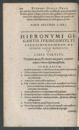 Hieronymi Gigantis ... De Crimine Laesae Maiestatis. Liber Tertius.
