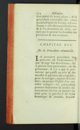 Chapitre XVI. De la Procedure criminelle.