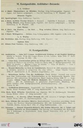VI. Kunstgeschichte (Nr. 908-1018)