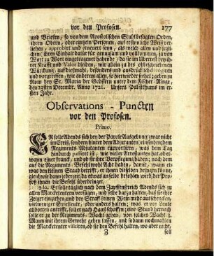 Observations-Puncten vor den Profosen.