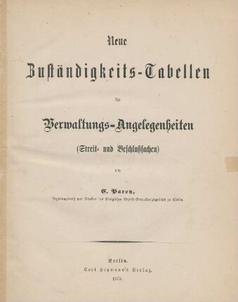 Neue Zuständigkeits-Tabellen für Verwaltungs-Angelegenheiten (Streit- und Beschlußsachen)