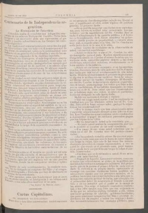 Centenario de la independencia argentina. : La embajada de Colombia.