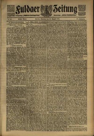 Erste Ausgabe vom Dienstag, den 23. August 1910.