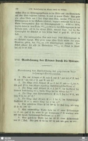 XVII. Ausdehnung der Körper durch die Wärme