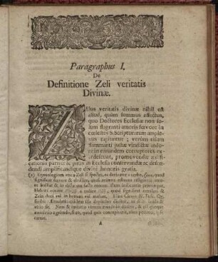 Paragraphus I. De Definitione Zeli veritatis Divinæ