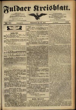 Zweite Ausgabe vom Samstag, den 19. Juni 1909.
