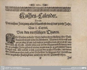 Das I. Capitel. Von den vierfüssigen Thieren.