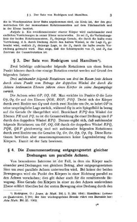 § 4. Die Zusammensetzung entgegengesetzt gleicher Drehungen um parallele Achsen.