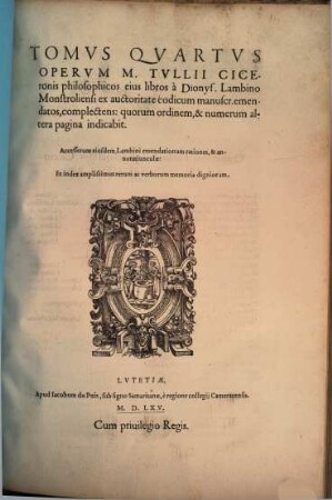 Tomvs ... Opervm M. Tvllii Ciceronis ..., 4