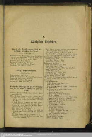 [Erste Abtheilung]. Behördenverzeichnis