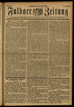 Ausgabe vom Samstag, den 23. Juli 1892.