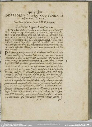 Caput I. Cajus libro primo ad legem XII. Tabularum: Facturus Legum Vetustarum