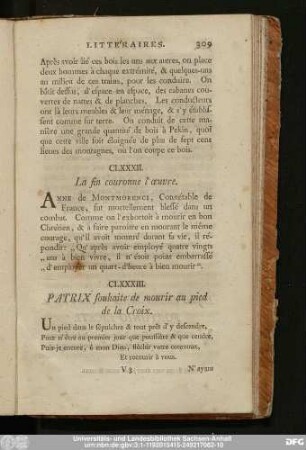 CLXXXIII. Patrix souhaite de mourir au pied de la Croix.