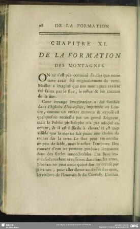 Chapitre XI. De la formation des Montagnes