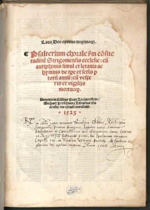 Psalterium Davidis chorale secundum consuetudinem Strigoniensis ecclesie
