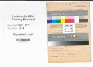 Entnazifizierung Josef Zeppenfeld , geb. 16.02.1889 (Kaufmann)