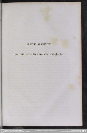 Erster Abschnitt. Das metrische System der Babylonier