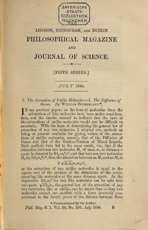The London, Edinburgh, and Dublin philosophical magazine and journal of science. 38. 1894