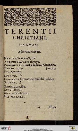 Terentii Christiani, Naaman