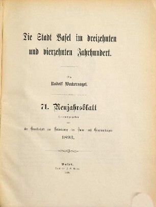 Die Stadt Basel im dreizehnten und vierzehnten Jahrhundert