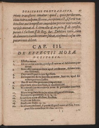 Cap. III. De Effectis Morae Debitoris.