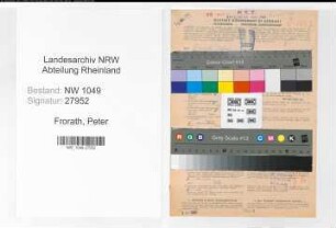 Entnazifizierung Peter Frorath , geb. 28.08.1883 (Postbetriebswart)