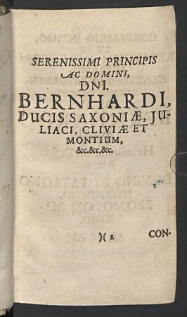 Dni. Bernhardi, Ducis Saxoniae