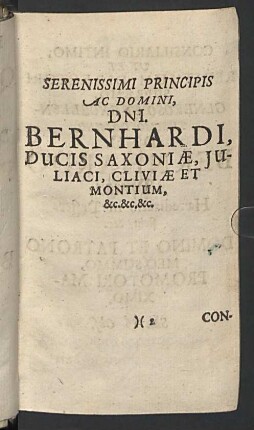 Dni. Bernhardi, Ducis Saxoniae