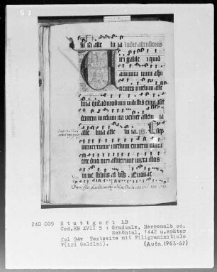 Graduale — Ersatzteil für Textverluste — Initiale V(iri Galilei), Folio 94verso
